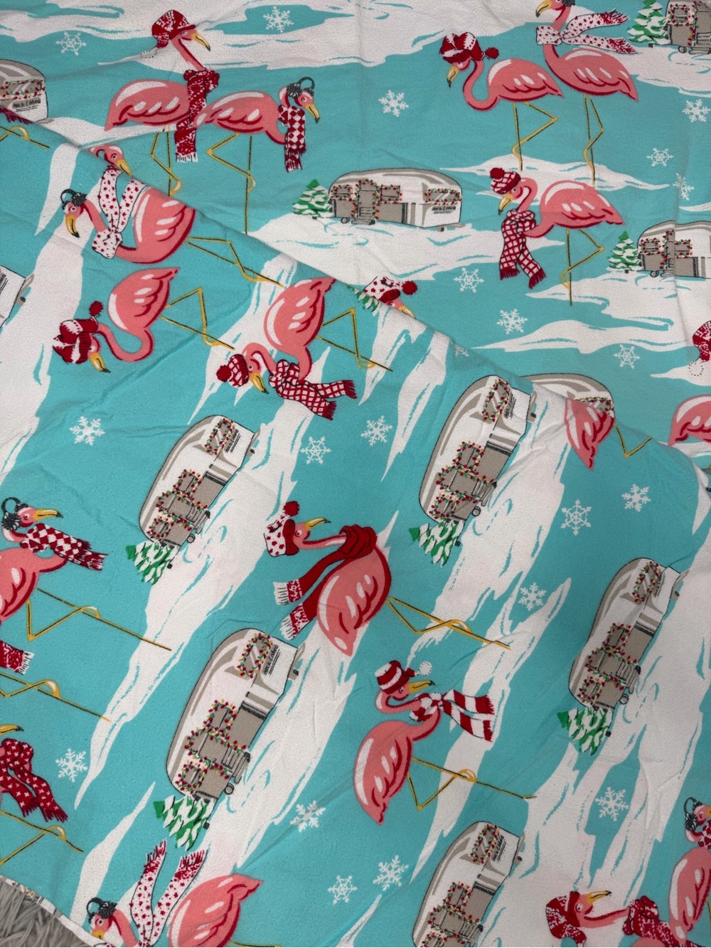 Nick & Nora Retired Flamingo Christmas Flannel Sheet Set Flat Sheet Pillowcase